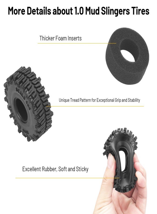 daitoku 1.0 RC Car Tires, daitoku 62 * 22mm 1.0 Mud Slingers RC Crawler Tires for 1/24 SCX24 1/18 TRX4M - Style A - Image 2